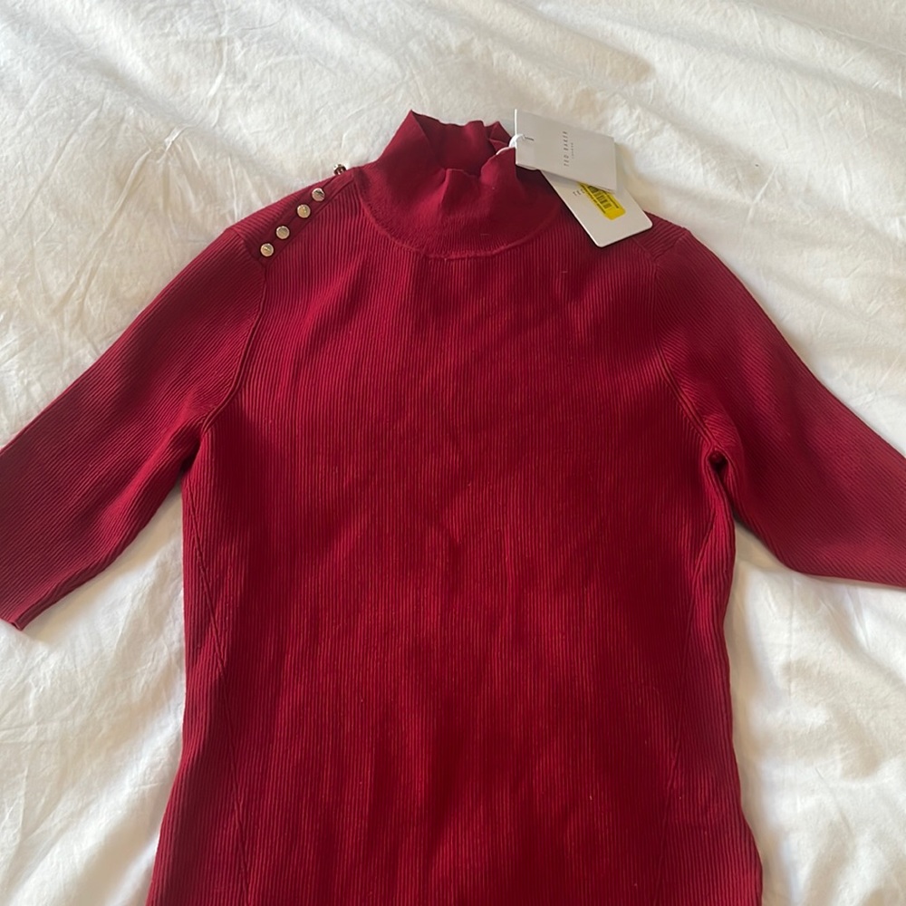 NWT Ted Baker ribbed mock turtle short sleeve sweater